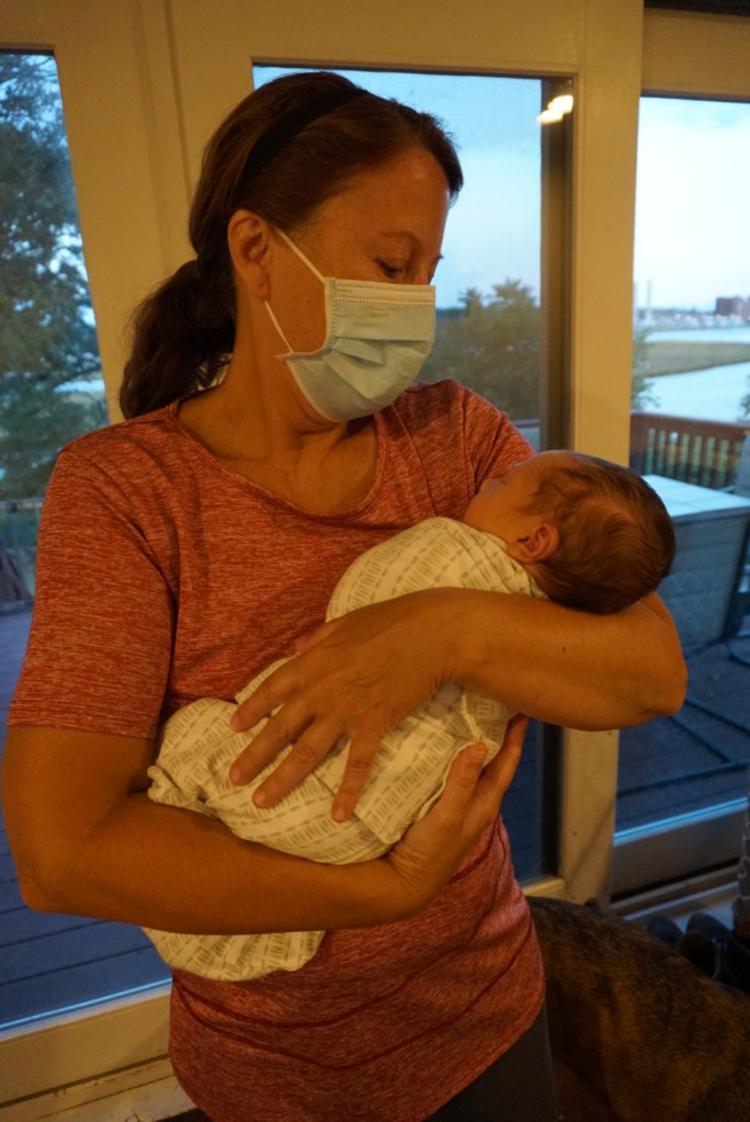 Grandma wearing mask during pandemic